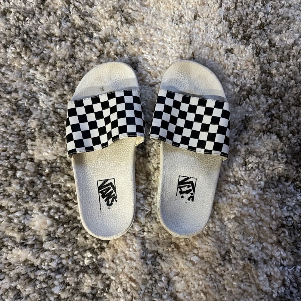 Vans Checkered Slide Sandals - Black and White